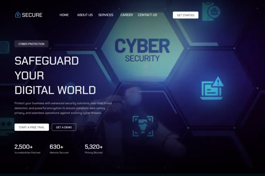 cyber security website hero section - tiamoy.com