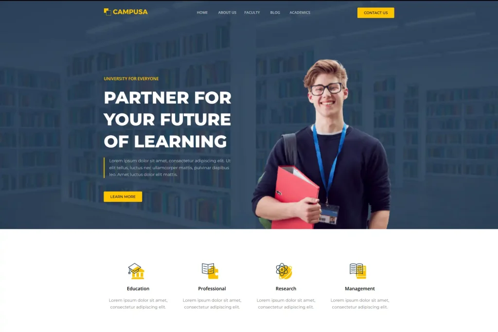 school management website hero section - tiamoy.com